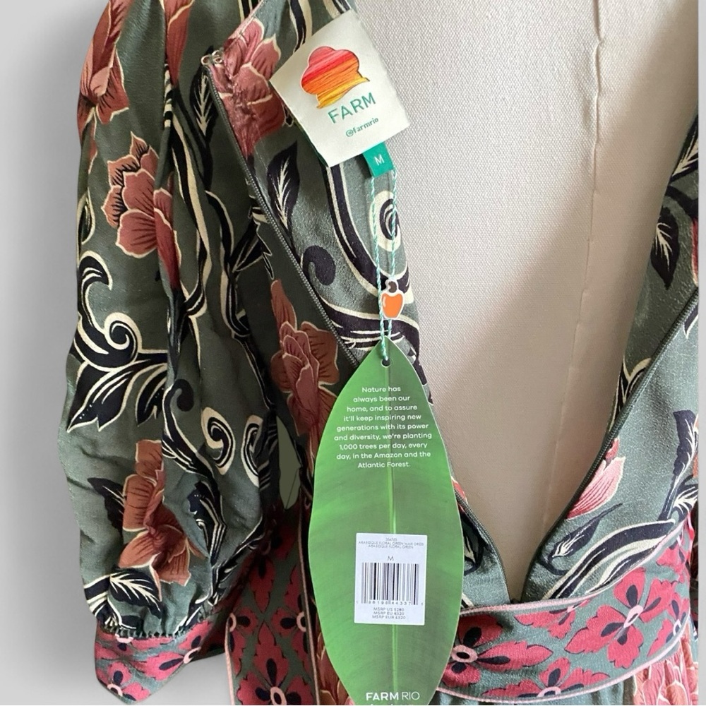NWT FARM Rio Short Sleeve Arabesque Floral Green Maxi Dress Size Medium - Picture 11 of 16